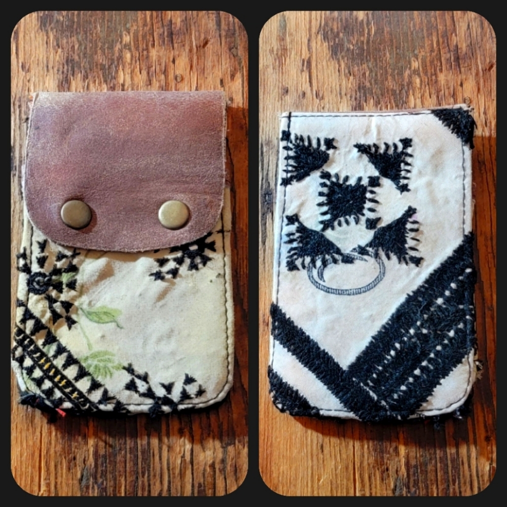 🍄🪬 Free People Boho Embroidered Repurposed vtg banjara hippie Wallet card case